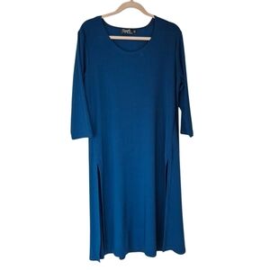 Sympli High Slit Over Under Tunic Top Teal Colour
